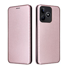 Funda de Cuero Cartera con Soporte Carcasa L04Z para Realme C67 Oro Rosa