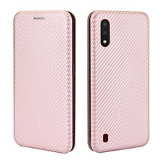 Funda de Cuero Cartera con Soporte Carcasa L04Z para Samsung Galaxy A01 SM-A015 Oro Rosa