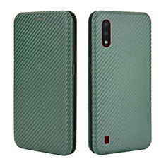 Funda de Cuero Cartera con Soporte Carcasa L04Z para Samsung Galaxy A01 SM-A015 Verde