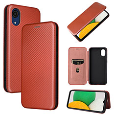 Funda de Cuero Cartera con Soporte Carcasa L04Z para Samsung Galaxy A03 Core Marron