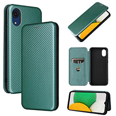 Funda de Cuero Cartera con Soporte Carcasa L04Z para Samsung Galaxy A03 Core Verde