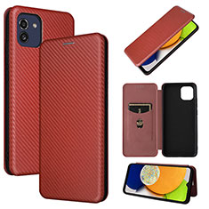 Funda de Cuero Cartera con Soporte Carcasa L04Z para Samsung Galaxy A03 Marron