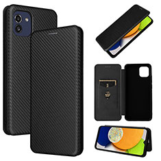 Funda de Cuero Cartera con Soporte Carcasa L04Z para Samsung Galaxy A03 Negro