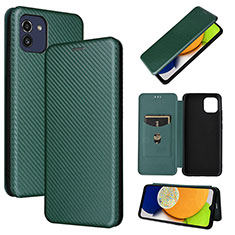 Funda de Cuero Cartera con Soporte Carcasa L04Z para Samsung Galaxy A03 Verde