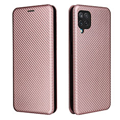 Funda de Cuero Cartera con Soporte Carcasa L04Z para Samsung Galaxy A12 Nacho Oro Rosa