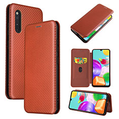 Funda de Cuero Cartera con Soporte Carcasa L04Z para Samsung Galaxy A41 SC-41A Marron