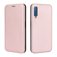 Funda de Cuero Cartera con Soporte Carcasa L04Z para Samsung Galaxy A7 (2018) A750 Oro Rosa