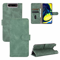 Funda de Cuero Cartera con Soporte Carcasa L04Z para Samsung Galaxy A80 Verde