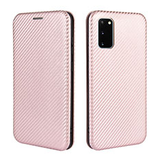 Funda de Cuero Cartera con Soporte Carcasa L04Z para Samsung Galaxy S20 FE 4G Oro Rosa