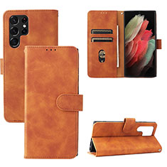 Funda de Cuero Cartera con Soporte Carcasa L04Z para Samsung Galaxy S23 Ultra 5G Marron