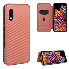 Funda de Cuero Cartera con Soporte Carcasa L04Z para Samsung Galaxy XCover Pro Marron