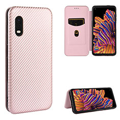 Funda de Cuero Cartera con Soporte Carcasa L04Z para Samsung Galaxy XCover Pro Oro Rosa