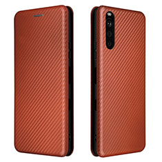 Funda de Cuero Cartera con Soporte Carcasa L04Z para Sony Xperia 10 III SO-52B Marron