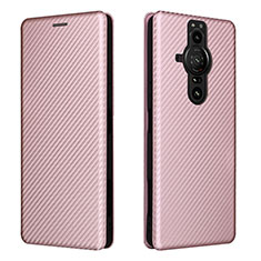 Funda de Cuero Cartera con Soporte Carcasa L04Z para Sony Xperia PRO-I Oro Rosa