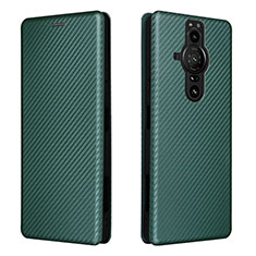 Funda de Cuero Cartera con Soporte Carcasa L04Z para Sony Xperia PRO-I Verde