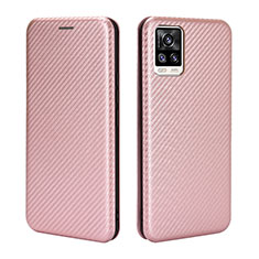 Funda de Cuero Cartera con Soporte Carcasa L04Z para Vivo V20 (2021) Oro Rosa