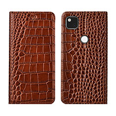 Funda de Cuero Cartera con Soporte Carcasa L05 para Google Pixel 4a Marron Claro