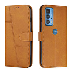 Funda de Cuero Cartera con Soporte Carcasa L05 para Motorola Moto Edge S Pro 5G Marron Claro