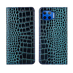 Funda de Cuero Cartera con Soporte Carcasa L05 para Motorola Moto One 5G Azul Cielo