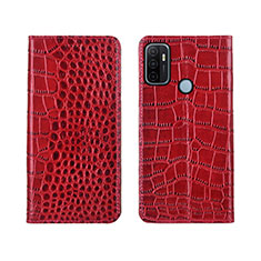 Funda de Cuero Cartera con Soporte Carcasa L05 para Oppo A53s Rojo