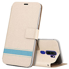 Funda de Cuero Cartera con Soporte Carcasa L05 para Oppo A9 (2020) Oro