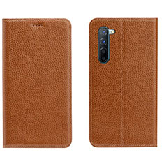 Funda de Cuero Cartera con Soporte Carcasa L05 para Oppo F15 Naranja