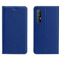 Funda de Cuero Cartera con Soporte Carcasa L05 para Oppo Reno3 Pro Azul