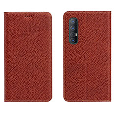 Funda de Cuero Cartera con Soporte Carcasa L05 para Oppo Reno3 Pro Marron