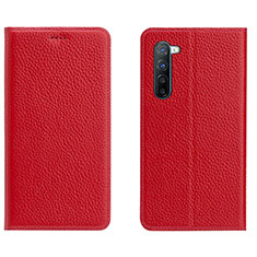 Funda de Cuero Cartera con Soporte Carcasa L05 para Oppo Reno3 Rojo