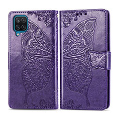 Funda de Cuero Cartera con Soporte Carcasa L05 para Samsung Galaxy A12 Morado