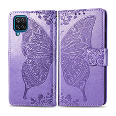 Funda de Cuero Cartera con Soporte Carcasa L05 para Samsung Galaxy M12 Purpura Claro