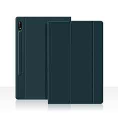 Funda de Cuero Cartera con Soporte Carcasa L05 para Samsung Galaxy Tab S7 11 Wi-Fi SM-T870 Verde Noche