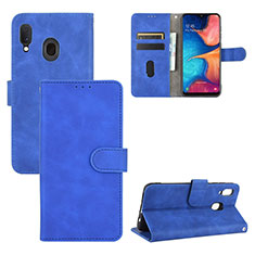 Funda de Cuero Cartera con Soporte Carcasa L05Z para Samsung Galaxy A20 Azul