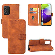 Funda de Cuero Cartera con Soporte Carcasa L05Z para Samsung Galaxy A52 4G Marron