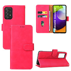 Funda de Cuero Cartera con Soporte Carcasa L05Z para Samsung Galaxy A52 4G Rosa Roja