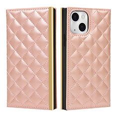 Funda de Cuero Cartera con Soporte Carcasa L06 para Apple iPhone 14 Oro Rosa