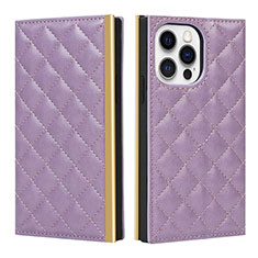 Funda de Cuero Cartera con Soporte Carcasa L06 para Apple iPhone 14 Pro Morado