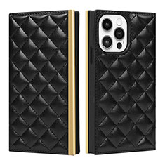 Funda de Cuero Cartera con Soporte Carcasa L06 para Apple iPhone 14 Pro Negro