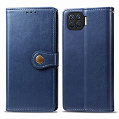 Funda de Cuero Cartera con Soporte Carcasa L06 para Oppo F17 Pro Azul