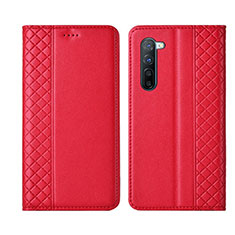 Funda de Cuero Cartera con Soporte Carcasa L06 para Oppo Reno3 Rojo