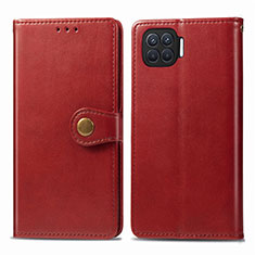 Funda de Cuero Cartera con Soporte Carcasa L06 para Oppo Reno4 F Rojo