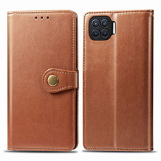 Funda de Cuero Cartera con Soporte Carcasa L06 para Oppo Reno4 Lite Marron