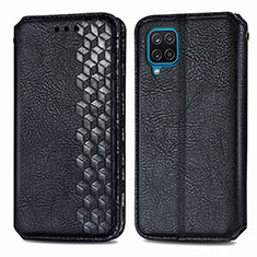 Funda de Cuero Cartera con Soporte Carcasa L06 para Samsung Galaxy A12 Negro