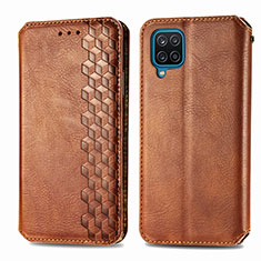 Funda de Cuero Cartera con Soporte Carcasa L06 para Samsung Galaxy F12 Marron