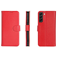 Funda de Cuero Cartera con Soporte Carcasa L06 para Samsung Galaxy S21 5G Rojo