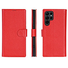 Funda de Cuero Cartera con Soporte Carcasa L06 para Samsung Galaxy S24 Ultra 5G Rojo