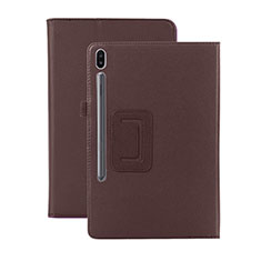 Funda de Cuero Cartera con Soporte Carcasa L06 para Samsung Galaxy Tab S6 10.5 SM-T860 Marron