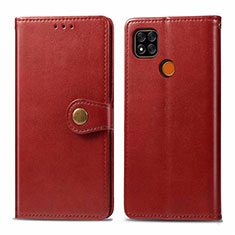 Funda de Cuero Cartera con Soporte Carcasa L06 para Xiaomi Redmi 9 Activ Rojo