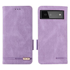 Funda de Cuero Cartera con Soporte Carcasa L06Z para Google Pixel 6 5G Morado