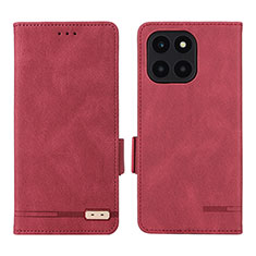 Funda de Cuero Cartera con Soporte Carcasa L06Z para Huawei Honor X6a Rojo